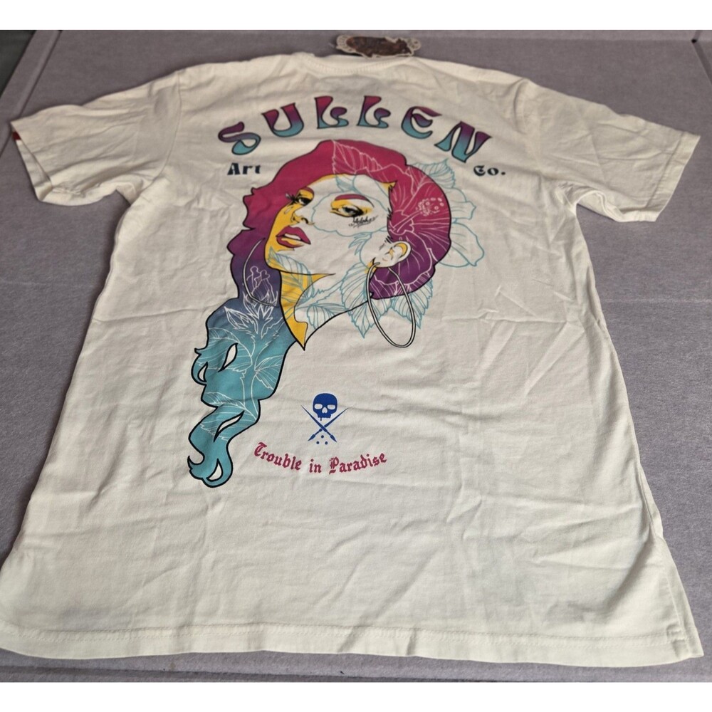 SULLEN Art Collective Tropical California Tee White Small Tattoo Graphic NWT
